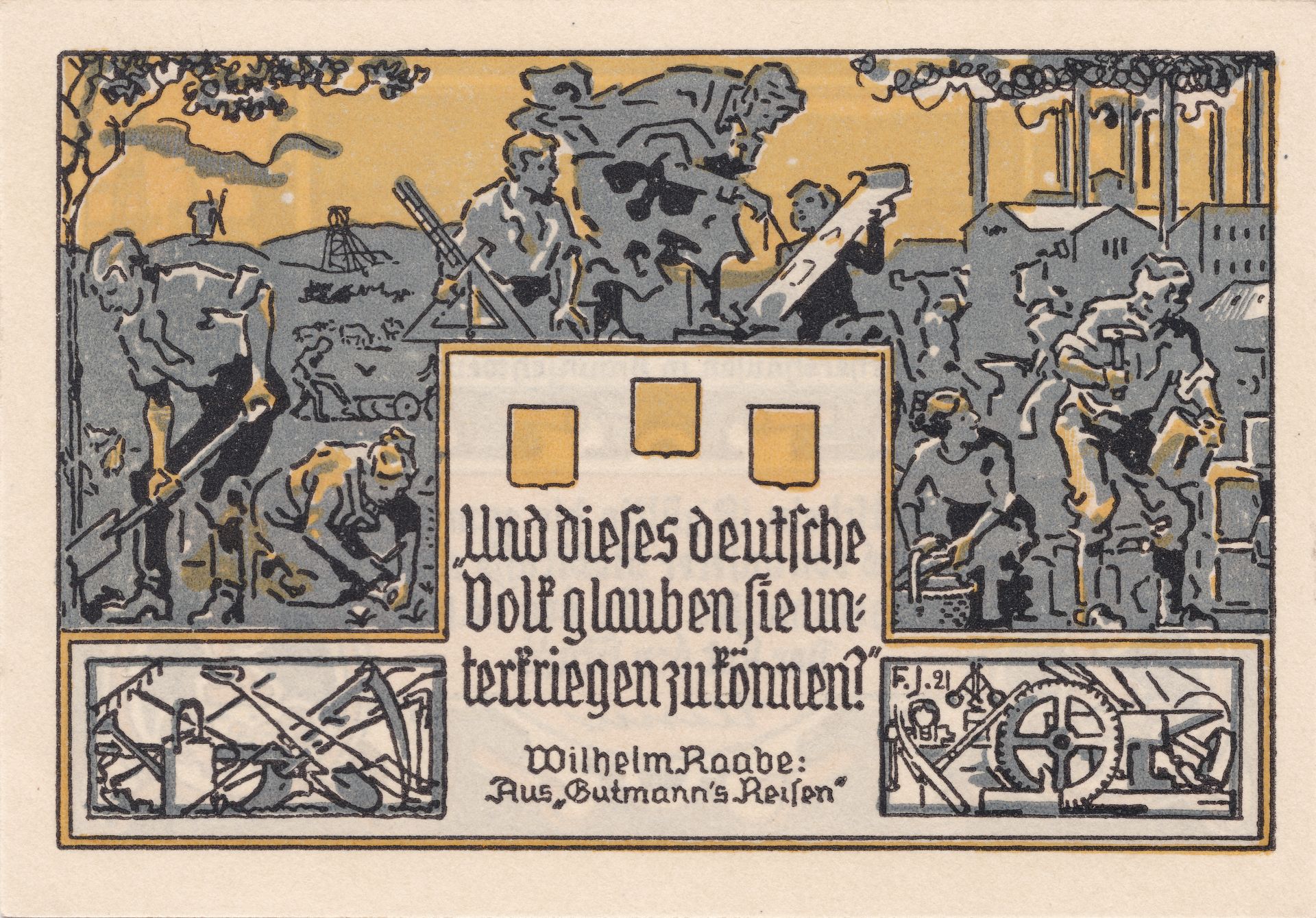 Notgeld der Stadt Eschershausen, Frontseite des 2-Mark-Scheins 1921